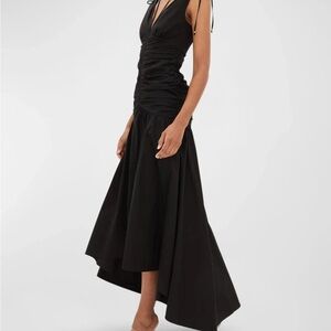 NWT Veronica Beard Perrin Ruched High-Low  Maxi Black Dress